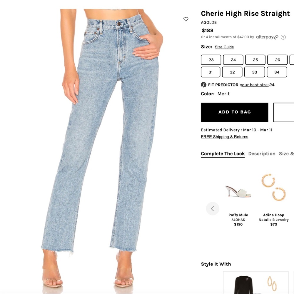 Agolde Cherie high rise straight jeans